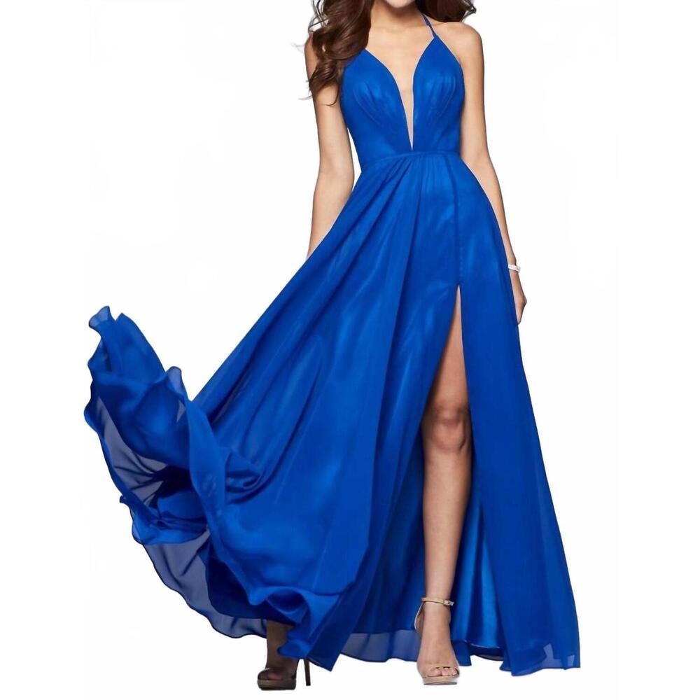 NEW FAVIANA a line evening gown in deep royal